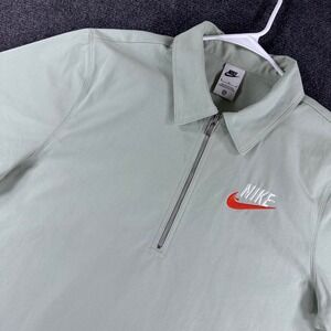 Nike Polo Shirt Mens M Medium Sage Green Quarter Zip Embroidered Logo DM5283-017
